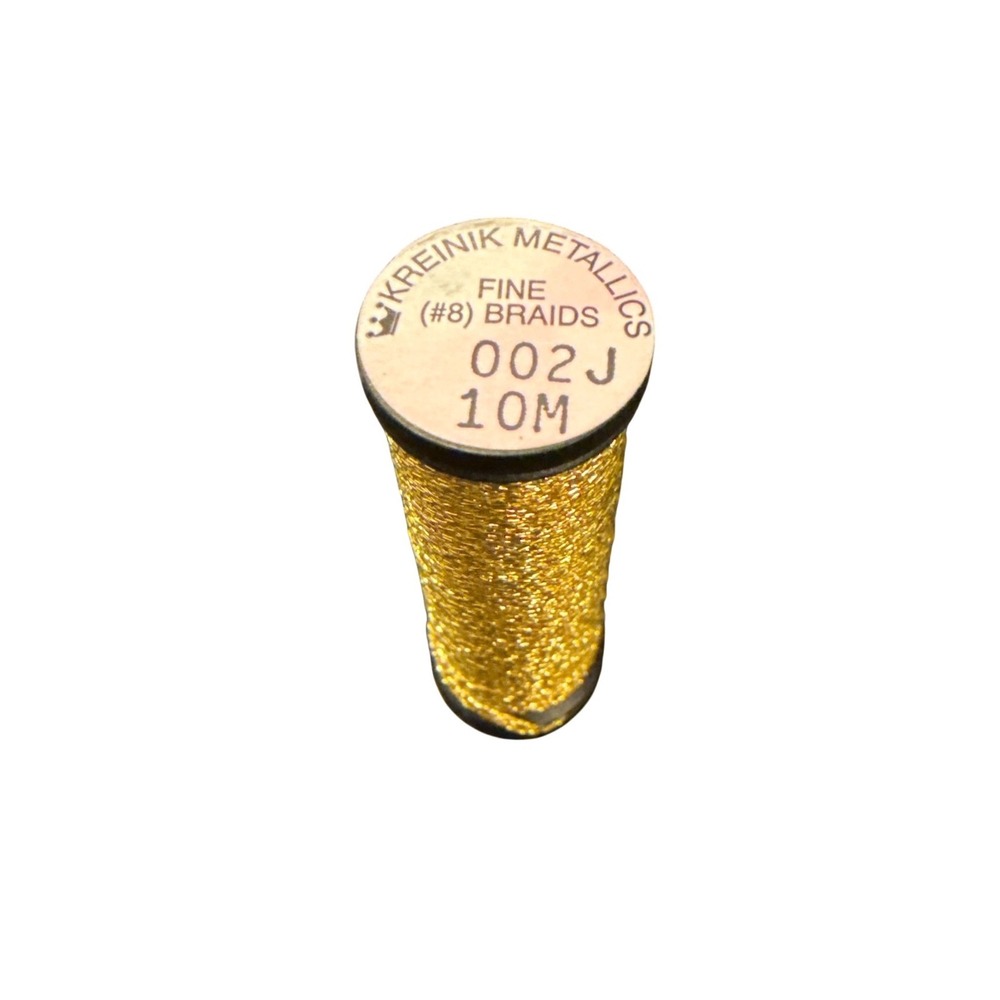 Kreinik Fine #8 Braid Metallic Thread 10M 002J Gold Cross Stitch Embroidery